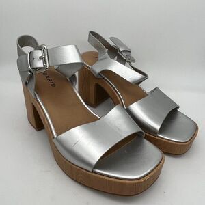 Torrid Silver and Brown Platform Heel Sandals - Size 8WW